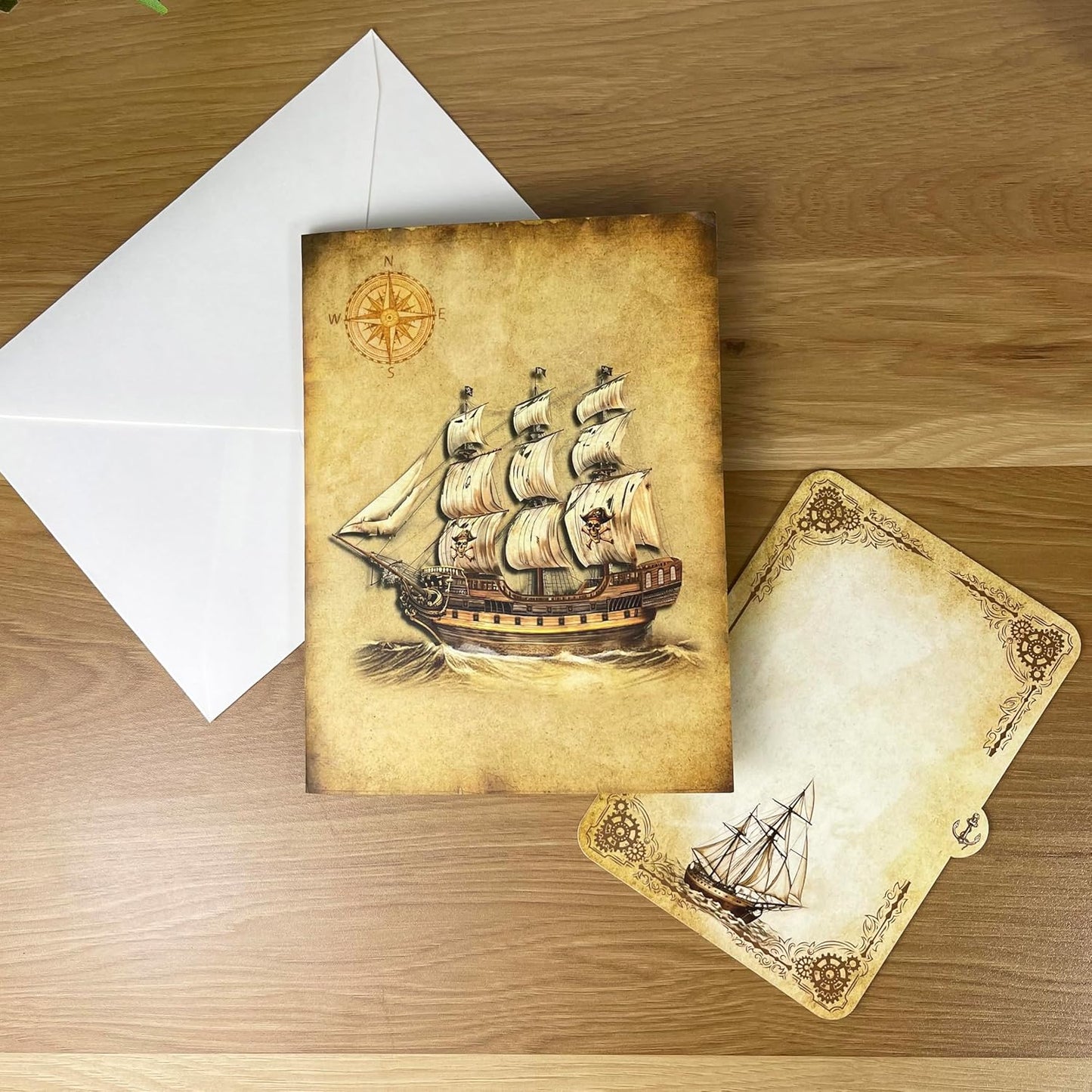 3D Pirate Ship Popup Card - Handmade Nautical Paper Art for Birthday, Anniversary, Christmas, Father’s Day - Unique Gift for Him, Her, Dad, Son, Husband, Pirate Lover