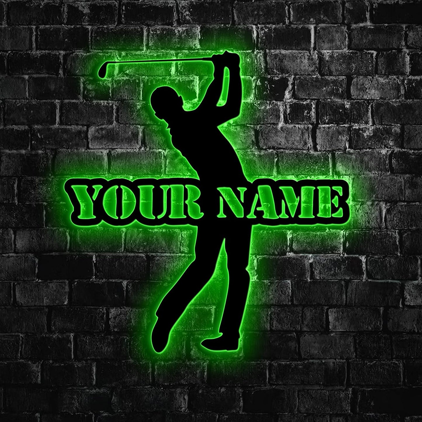 Custom Golfer Metal Wall Art with Led Light, Personalized Golfer Name Sign Home Decor 19th Hole Golf Club Decoration, Home Decor,Custom Golf Name Sign Decor, Gift For Dad, Son, Sports Lovers, Christmas Gift