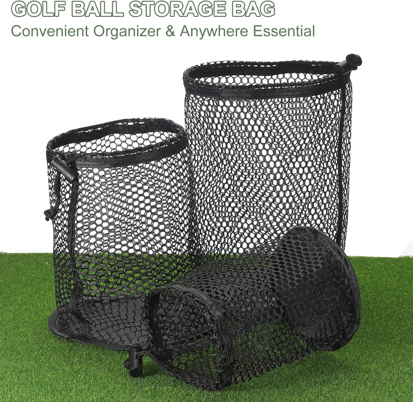 Golf Ball Storage Bag Nylon Mesh Golf Pouch with Adjustable Drawstring Closure for Sports Supplies Tennis