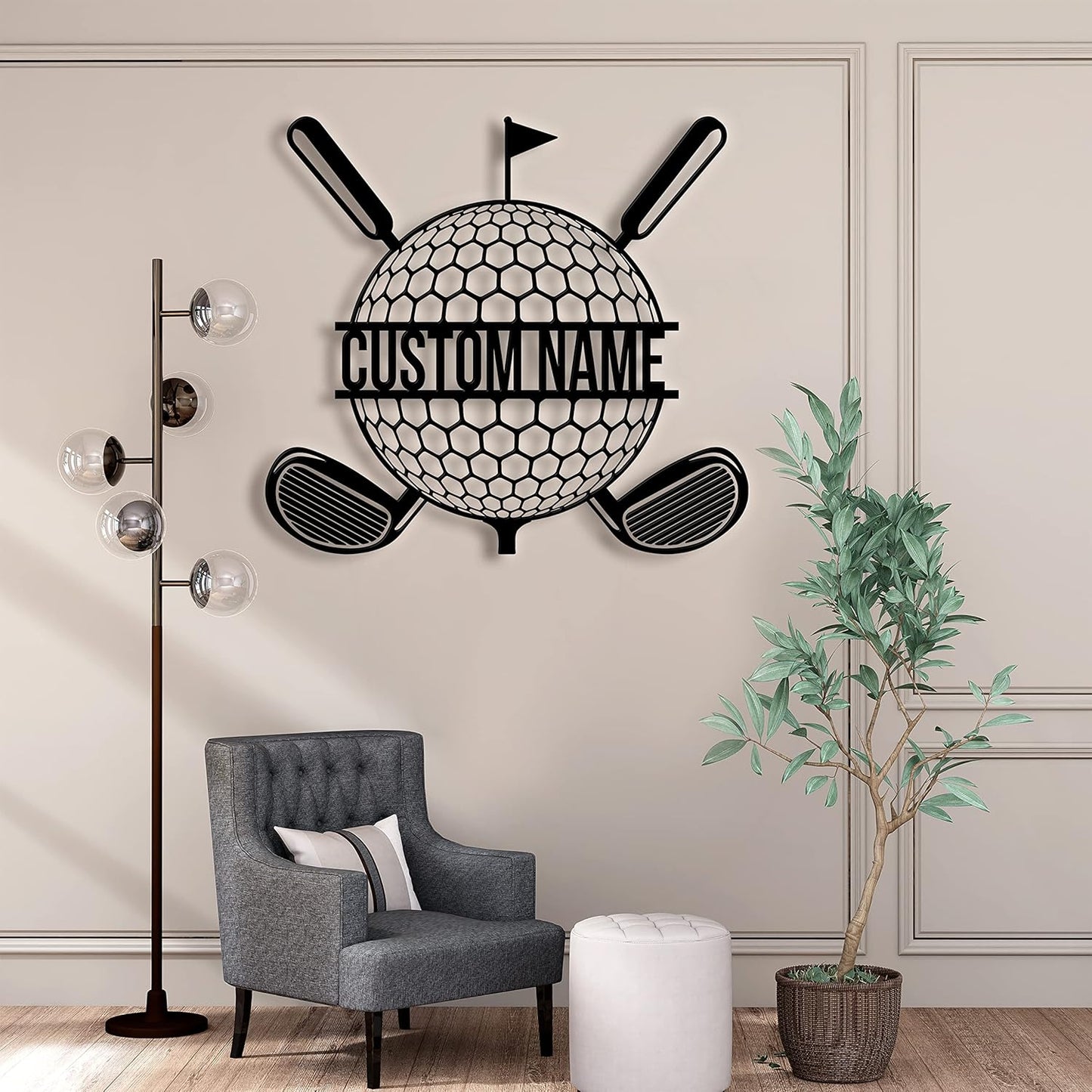 Personalized Man Golfer Name Sign Decoration For Room Metal Wall Art With LED Light, Birthday Gift For Men, Home Decor, Gift For Dad, Son, Sports Lovers, Christmas Gift