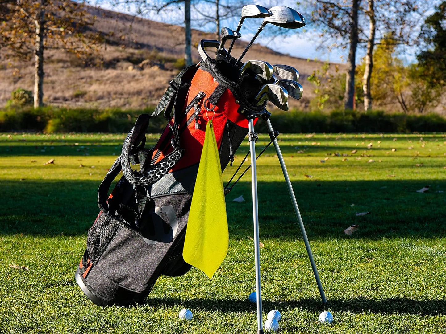 Cotton Golf Bag Towel with Clip (Lime)