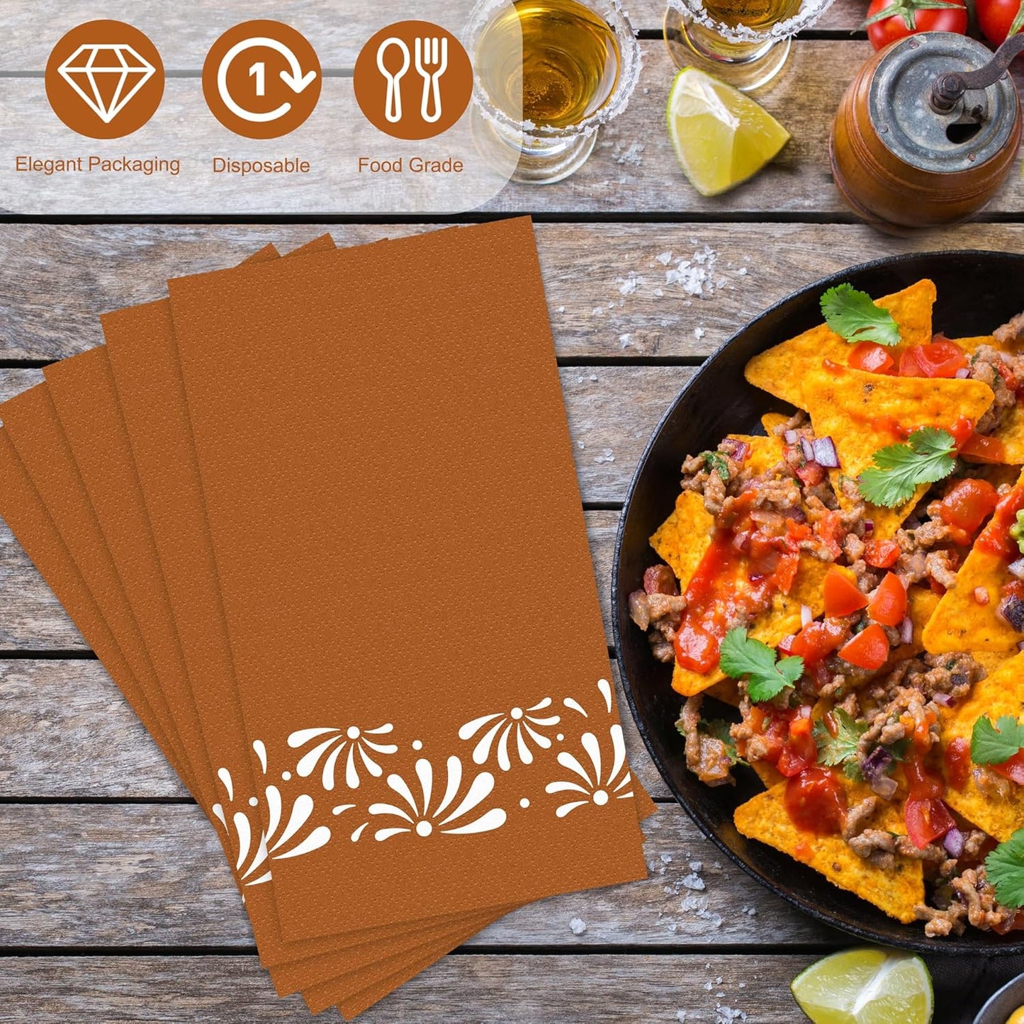 100 Pieces Cielito Lindo Napkins Platos De Barro Disposable Paper Decorative Guest Party Napkins 7.8 x 4.3 Inch Mexican Fiesta Hand Towels for Cinco De Mayo Wedding Birthday Decor