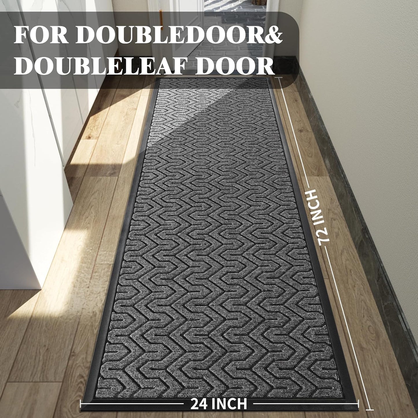 Yimobra 72x24 Indoor Outdoor Runner Rug, Heavy-Duty Entrance Mat for High Traffic Areas, Commercial Grade Welcome Door Mat, Easy Clean Mix Grey