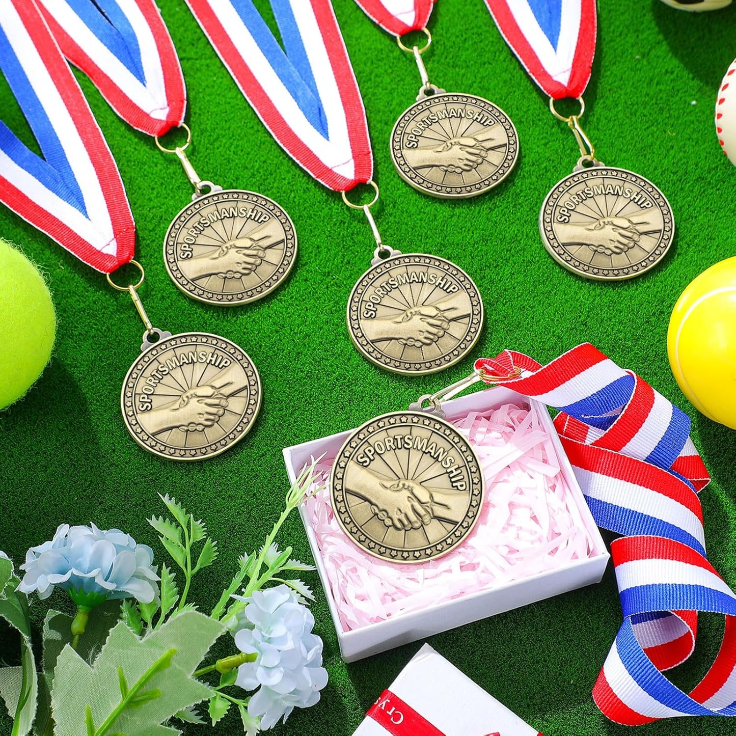 Remuuly 30 Pcs Gold Medals Bulk 2'' Basketball Soccer Baseball Volleyball Football Lacrosse Kickball Cheer Bowling Trophy Medals for Awards for Sports Participation Winner Gift