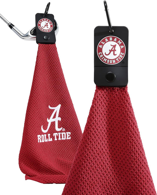 Magnetic Golf Towels for Golf Bags with Clip & Ultra Strong Magnet - Waffle Weave Microfiber Towel for Secure Hold on Bags & Carts - Ideal Club Cleaner & Accessories - Crimson Red