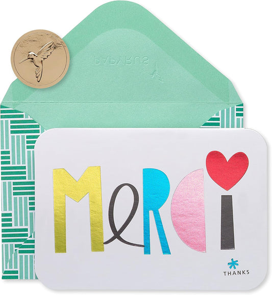 Papyrus Thank You Cards with Envelopes, Merci (14-Count)