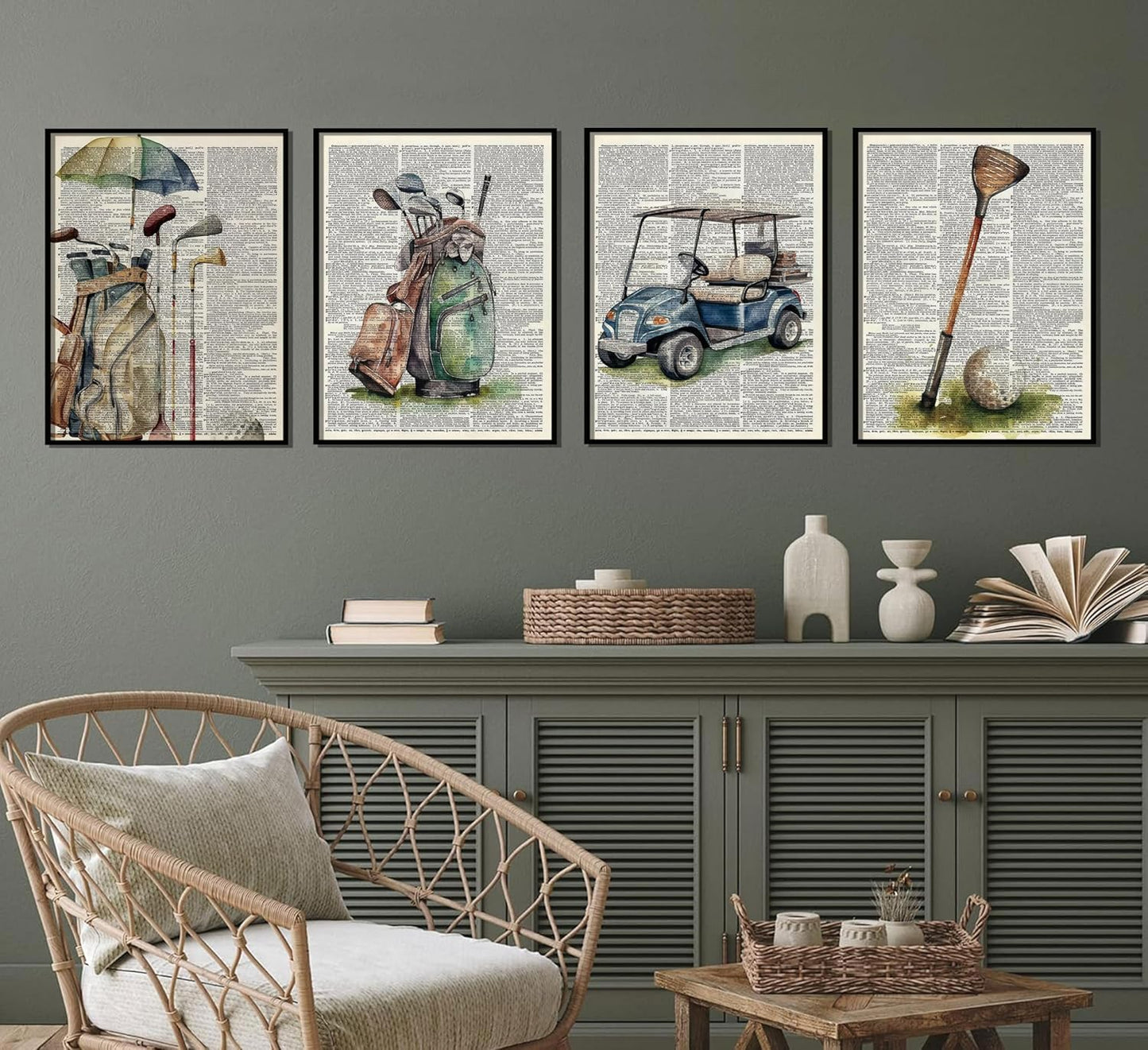 Vintage Golf Wall Art Man Cave Sport Wall Decor Retro Golf Club Poster Prints for Office Games Sports Room Dorm Canvas Painting Picture Artwork 8x10 Unframed