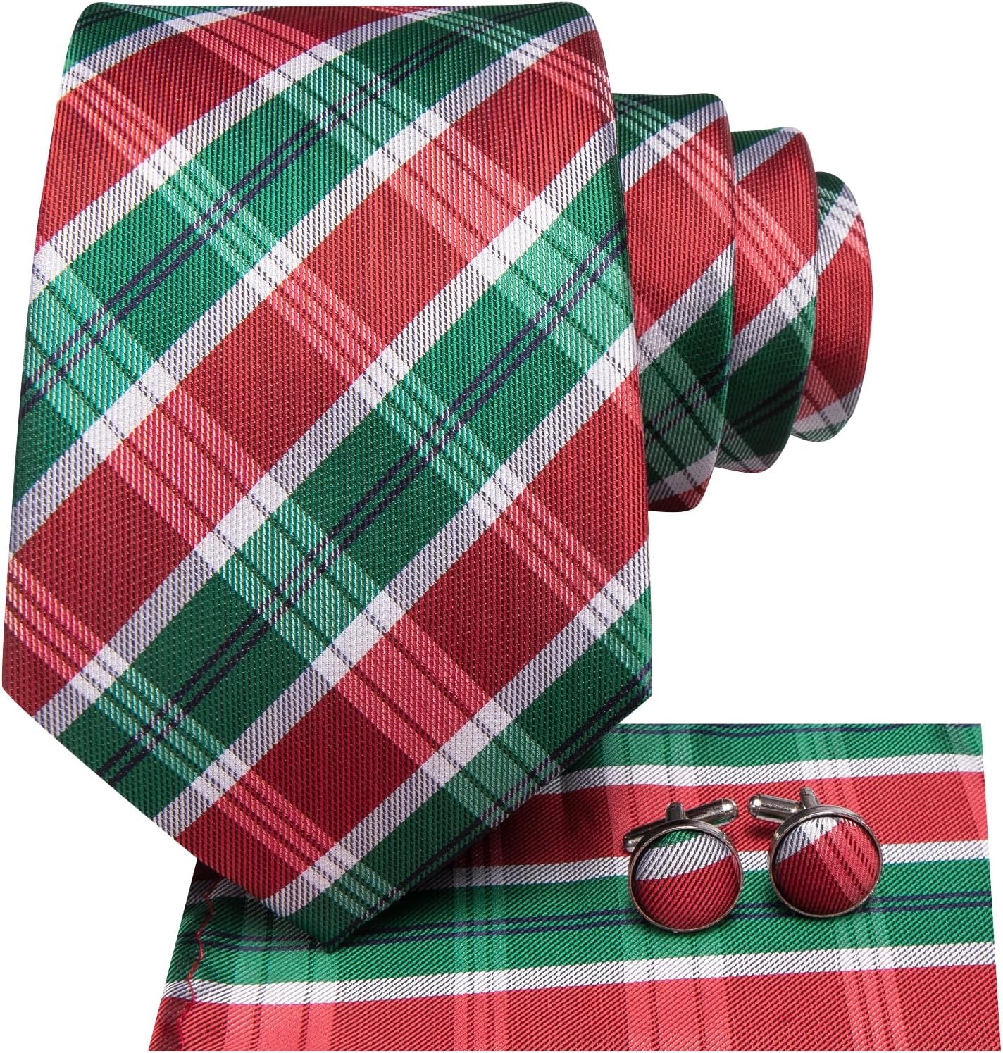 Dubulle Mens Paisley Striped Tie WOVEN Necktie for Men and Handkerchief Cufflinks Set Wedding Formal Business