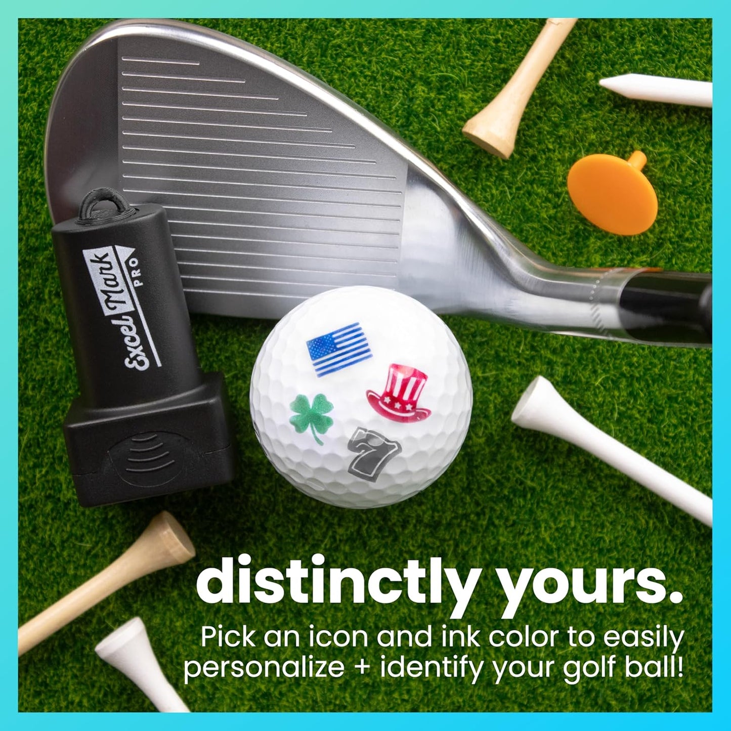 ExcelMark Pro Golf Ball Stamp - Easy Ball Identification - Choose from 25+ Styles and 4 Colors!
