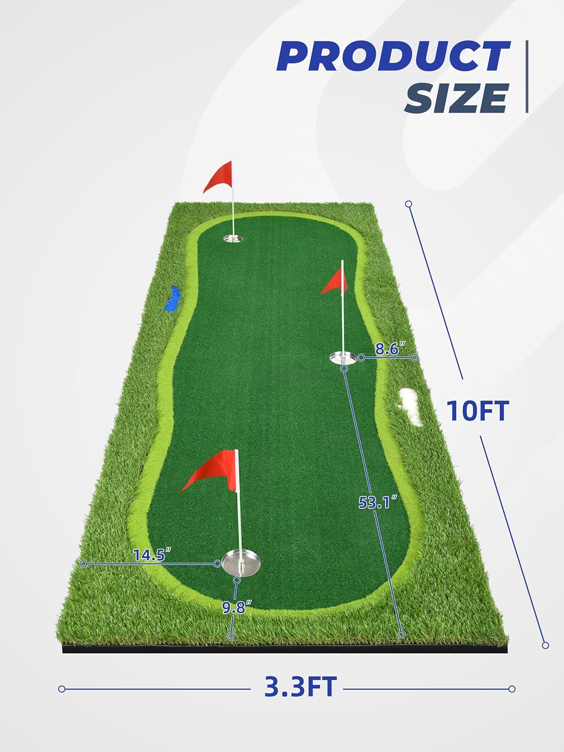 Golf Putting Green, Professional Grade Large Golfing Putting Mats with Sand Pit and Water Hazard for Indoor Outdoor