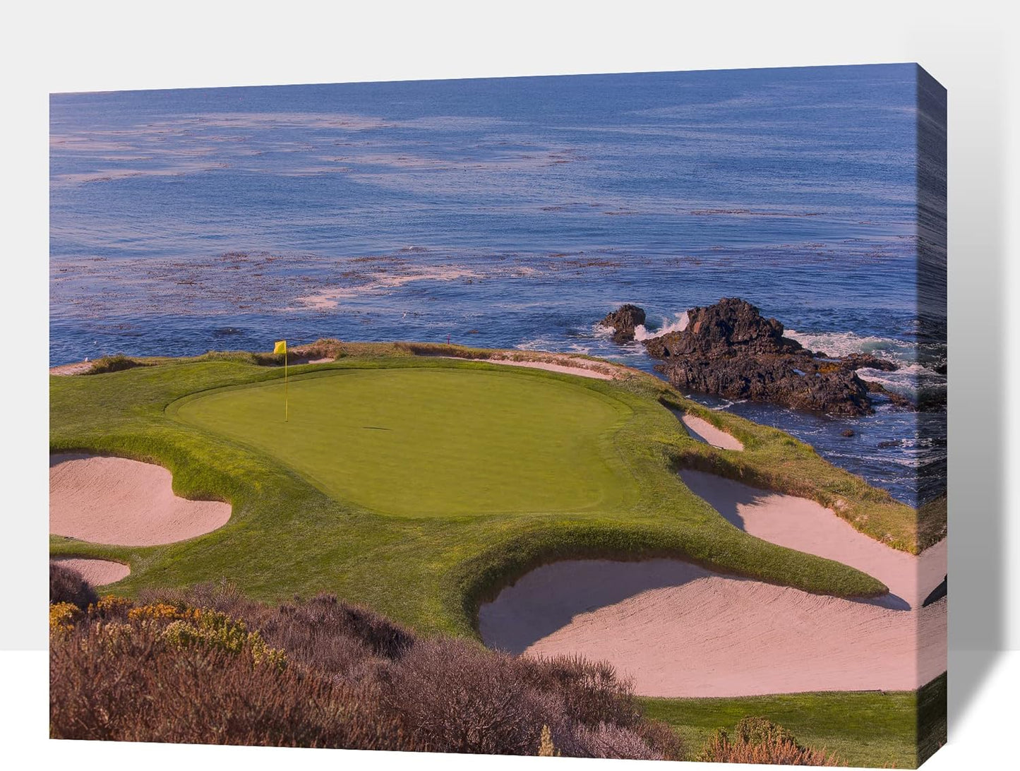 Beach Golf Canvas Wall Art - Pebble Course Picture Print for Living Room, Sport Poster Painting for Bedroom Office Decoration, Framed Artwork for Home 24x36 Inches