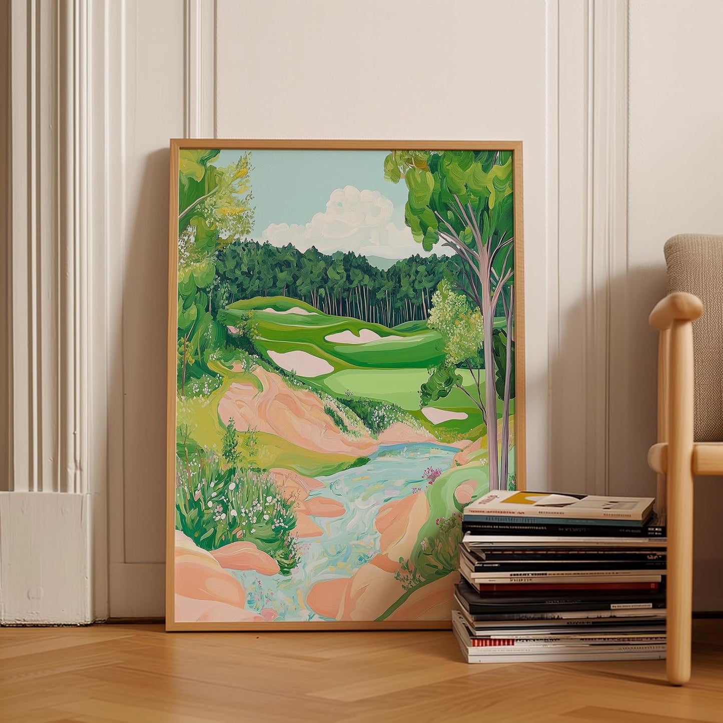 Golf Course Floral Pastel Art Print Posters - Premium Giclee Fine Art Prints - Golf Course Home Decor Posters, Golfer Art Prints for Home and Office Decor - Vintage Aesthetic, Ready to Frame