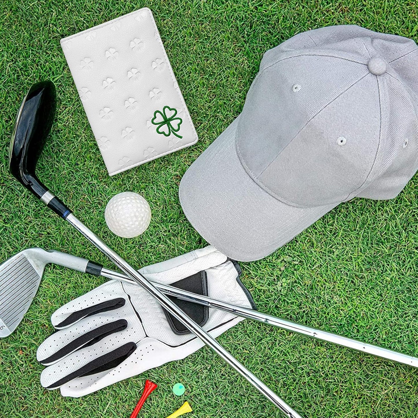 FINGER TEN Golf Scorecard Holder with 2 Free Pencils Value Pack, Premium Leather Yardage Books Cover Weatherproof, Lightweight Portable Score Tracking Accessories for Men Women