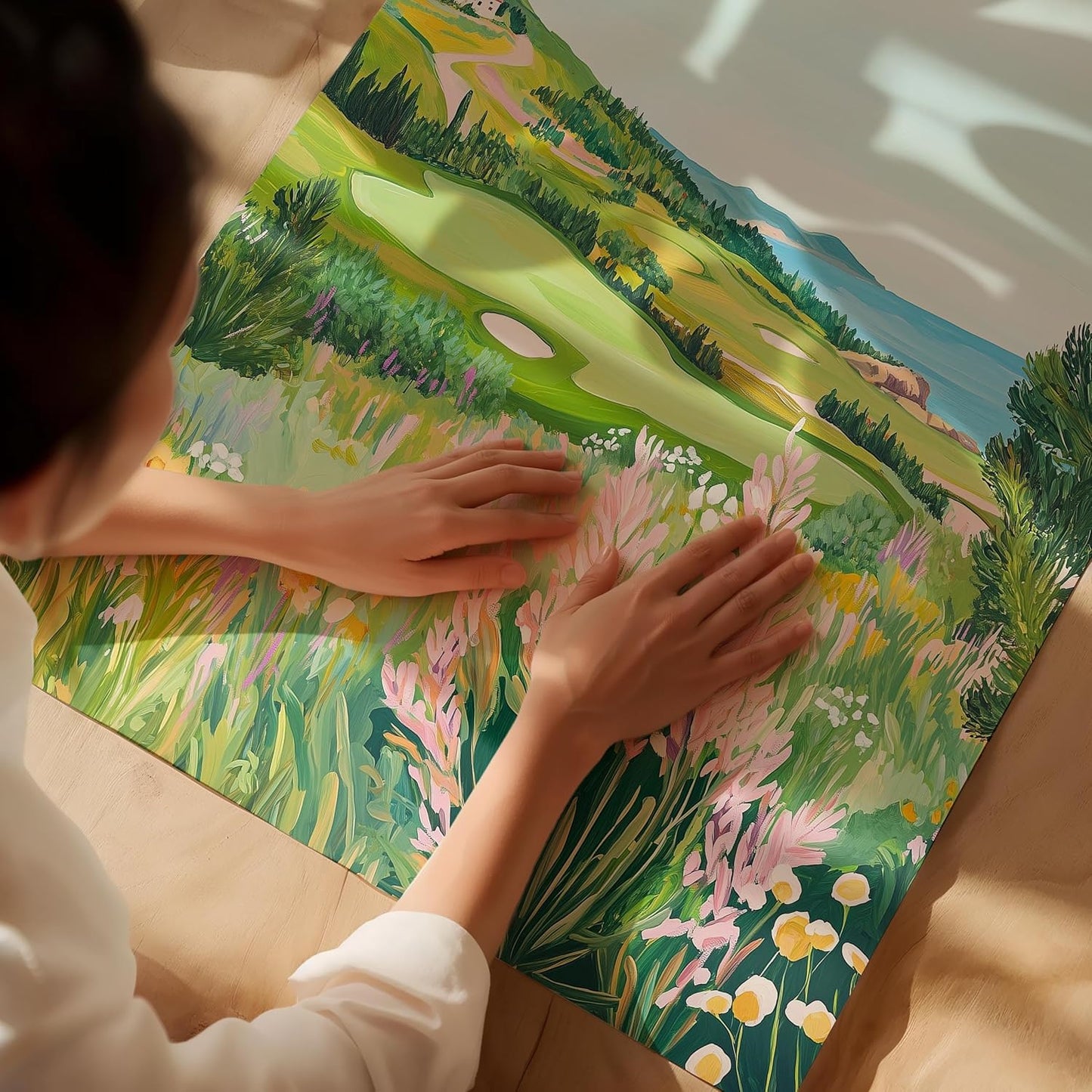 Golf Course Floral Pastel Art Print Posters - Premium Giclee Fine Art Prints - Golf Course Home Decor Posters, Golfer Art Prints for Home and Office Decor - Vintage Aesthetic, Ready to Frame