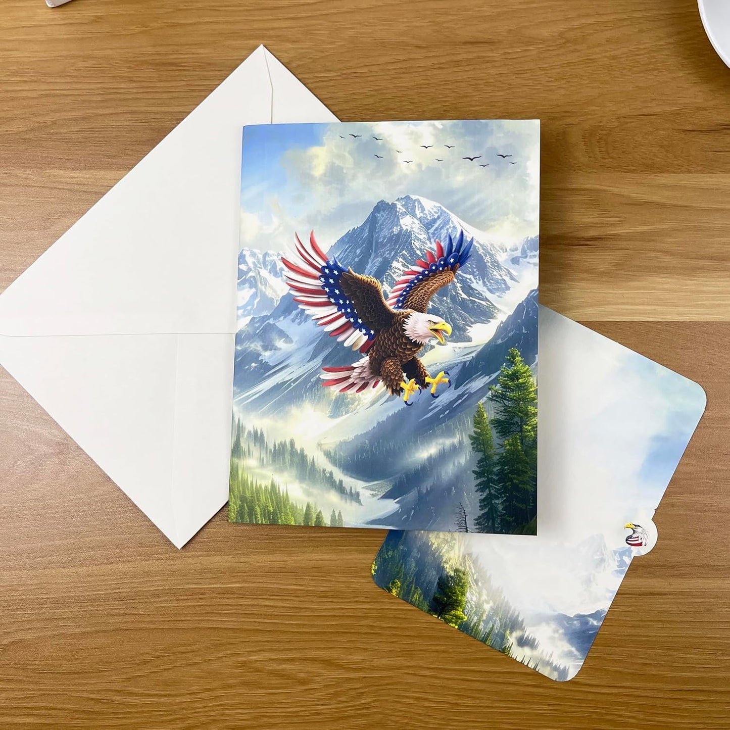 3D Bald Eagle Popup Card - Handmade Patriotic Paper Art for Birthday, Anniversary, Christmas, Father’s Day, Veterans Day - Unique Gift for Him, Her, Dad, Veteran, Eagle Lover