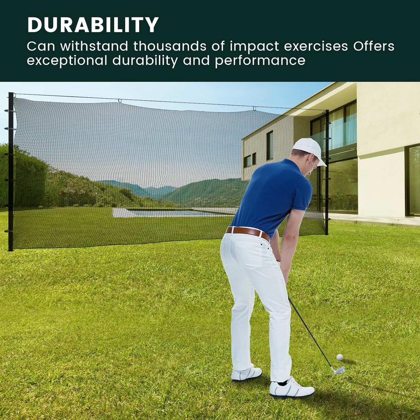 Sports Netting,Golf Practice Net Hitting Net with 33Feet Nylon Rope Also for Baseball, Hockey, Soccer, LAX and More - 10x10ft/10x15ft/10x20ft/10x25ft/10x30ft/10x40ft/10x55ft