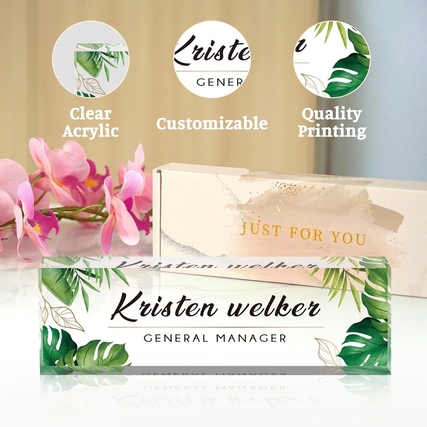 Name Plate for Desk, Desk Name Plate Personalized Office Desk Decor for Women and Men, Custom Employee Appreciation Gifts Office Gifts for Boss, Manager, Co-Worker, Teacher, Nurse