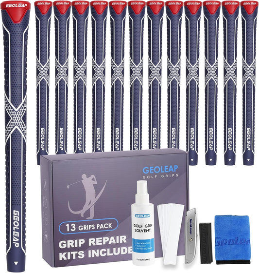 Geoleap Golf Grips 13 Pack,Non-slip and High Shock-absorbing Golf Club Grips ,Choose between 13 Grips with 15 Tapes and Full Kits.