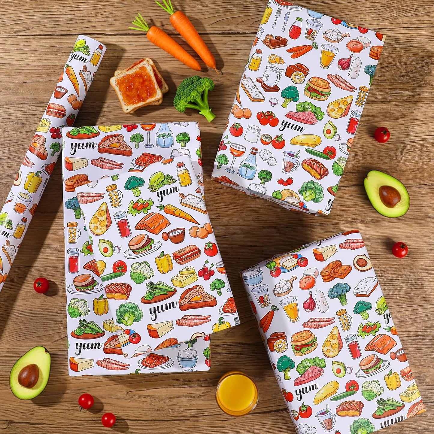 Food Wrapping Paper Roll - 17Inch x16.4Feet - Sandwich Fruit Vegetable Gift Wrap Foodie Gift Packing Paper