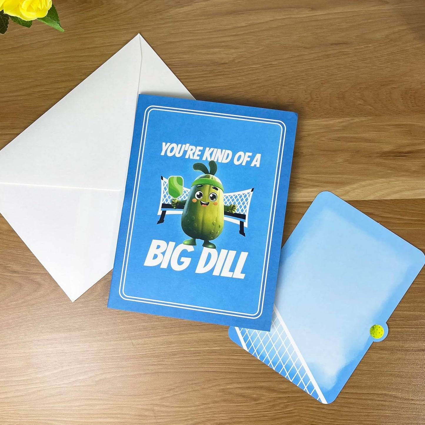 3D Pickleball Popup Card - Funny Handmade Paper Art with Four Pickles Playing for Birthday, Anniversary, Christmas, Father’s Day - Unique Gift for Him, Her, Pickleball Players & Fans