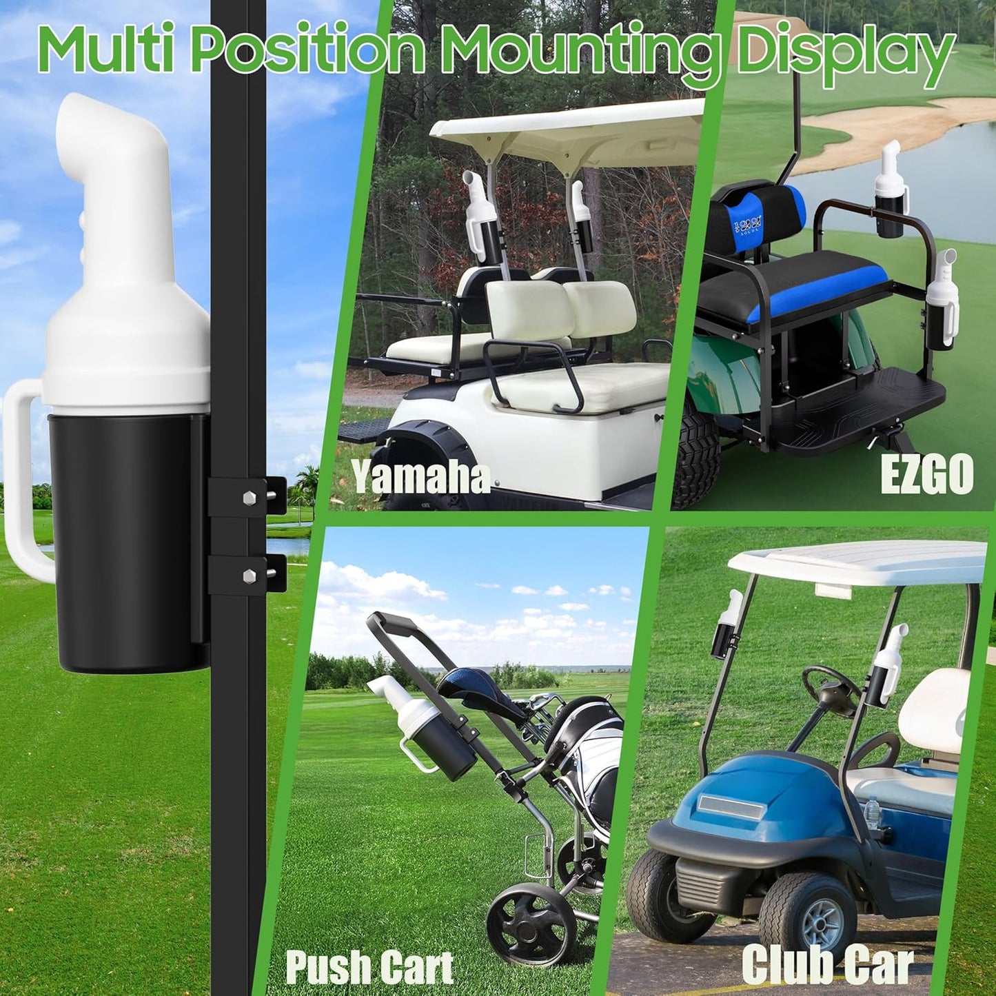 10L0L Universal Golf Cart Sand Bottle for Yamaha EZGO Club Car with 1" Square Tube Bracket, No Drilling Divots Filler Sand & Seed Bottle