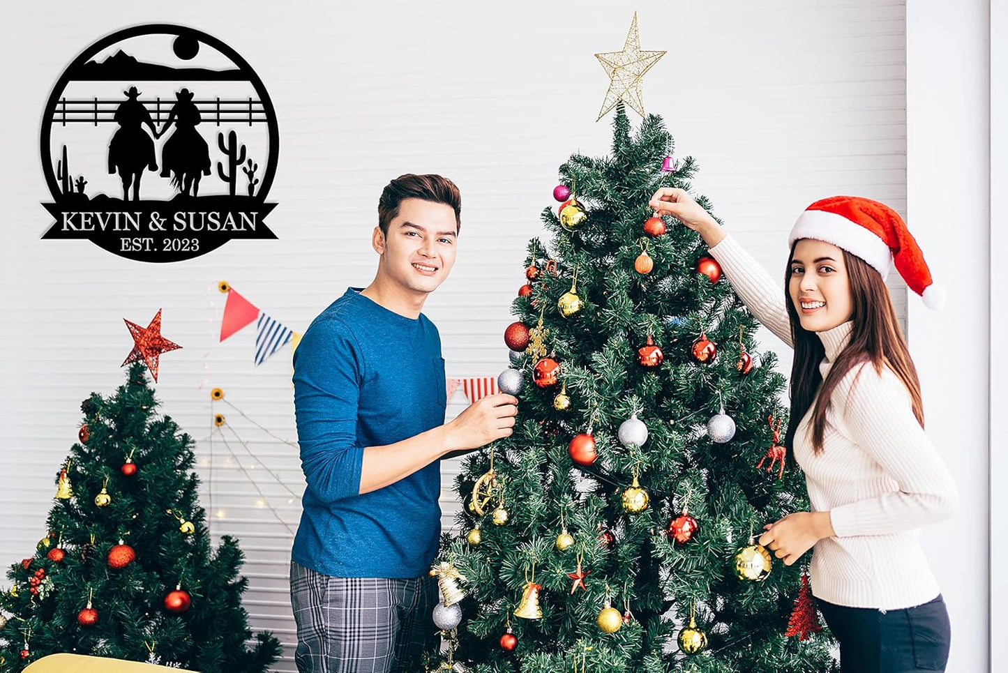 Custom Couple Cowboy Metal Wall Art, Personalized Cowboy and Cowgirl Couple Sign, Personalized Cowboy Name Sign, Cowboy Home Decor, Custom Gift for Couple, Birthday Gift