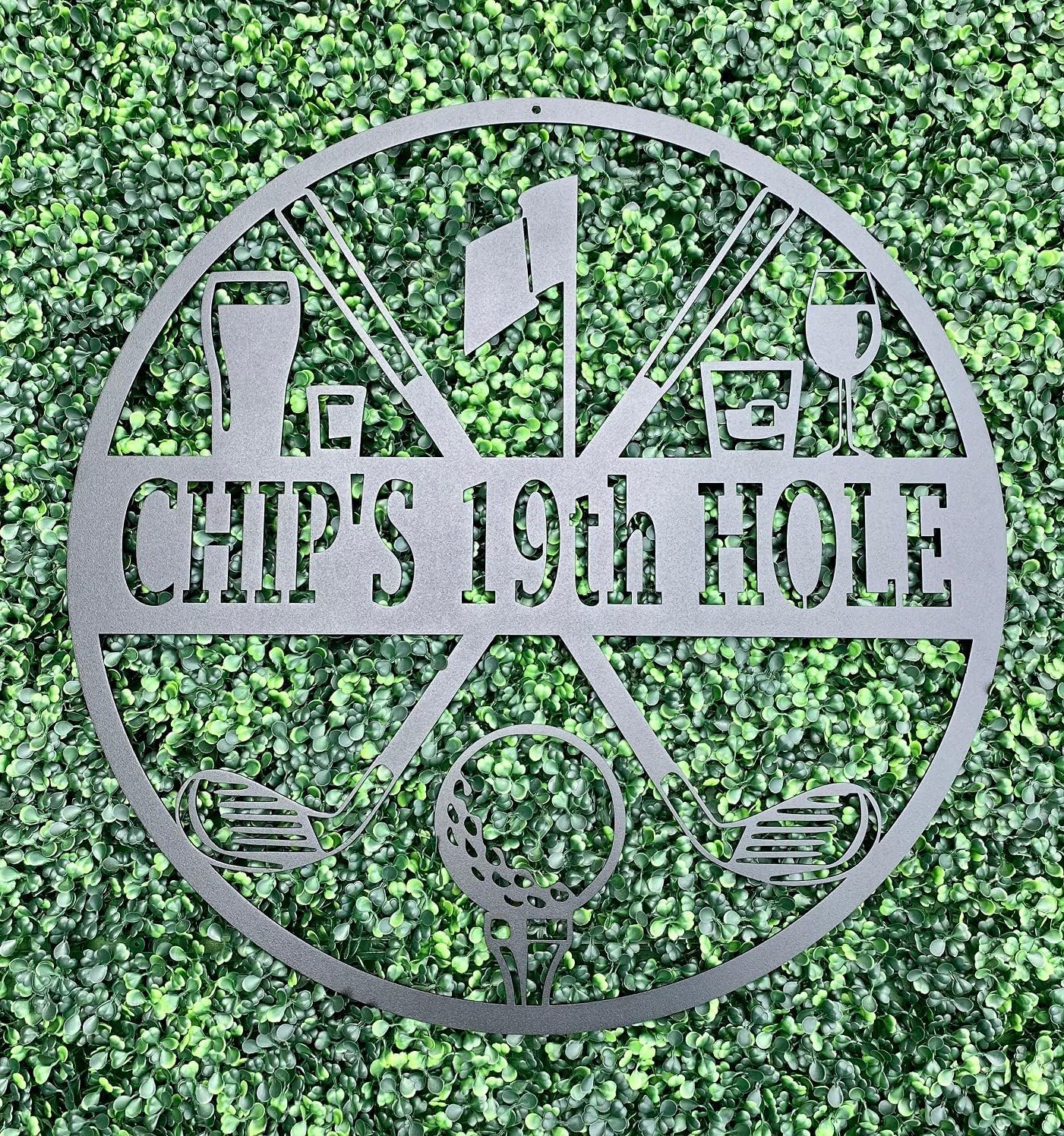 19th Hole Custom Golf Sign (15" W x 15" H, Green)