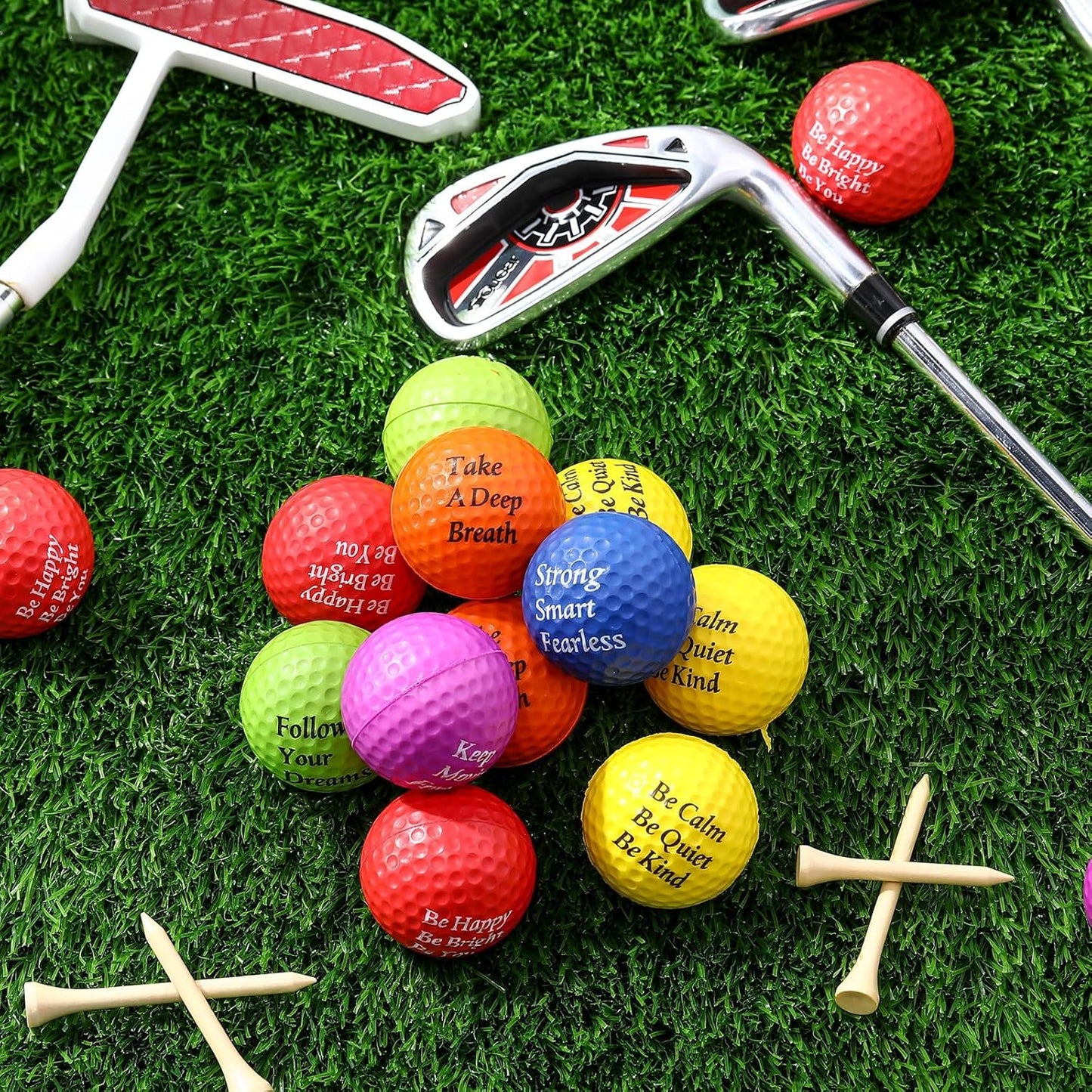 Blulu 30 Pieces Foam Golf Practice Balls with Motivational Quotes, 1.57 Inch Soft Golf Balls Party Favors Fun Stress Relief for Gift Bag Fillers Use Indoors or Outdoors