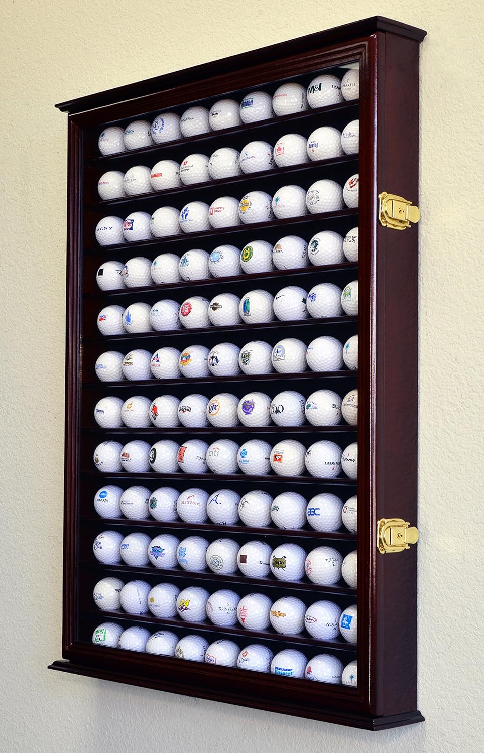 Golf Ball Display Case Holder Cabinet Wall Rack Stand Select Your Size 98% UV Lockable 5 Sizes 4 Colors to Choose