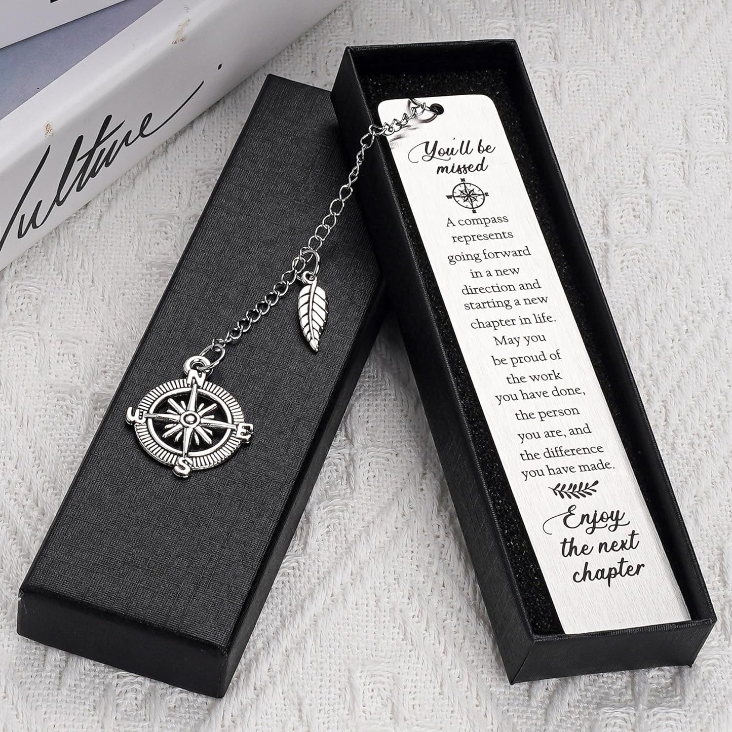 Coworker Leaving Gifts Bookmark for Women - Metal Farewell Book Marks with You’ll Be Missed Compass Quote, New Chapter Gift for Colleagues Teacher Boss Retirement and Promotion