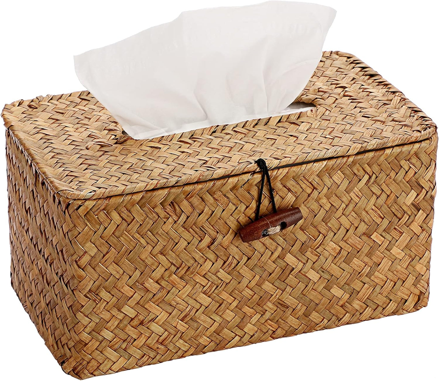 Sumnacon Tissue Box Cover Large Rectangle Tissue Box Seagrass Tissue Box Holder Woven Tissue Holder Decorative Tissue Cover for Bathroom Tissue Box Cover Rectangular for Home Office Table Coffee