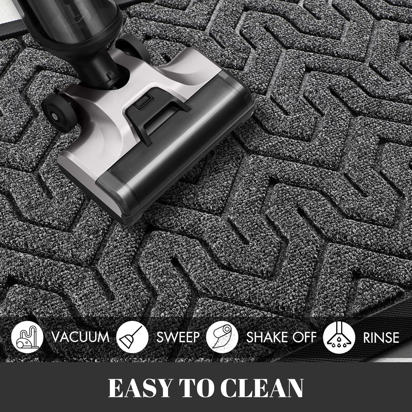 Yimobra Large Door Mat Outside Entrance 47x24, Waterproof Heavy Duty Outdoor Mats for Front Door, Non Slip Rubber Entry Mat for Garage Patio Indoor, Easy Clean, Mix Grey