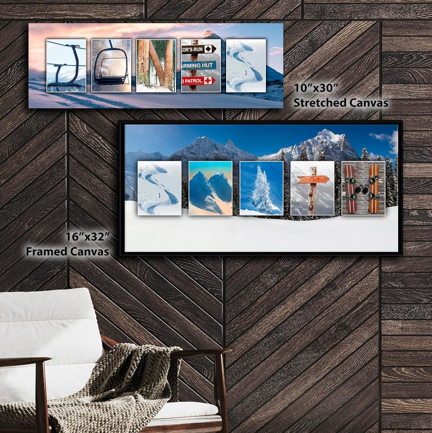 Personal-Prints SKIING Personalized Name Art Gift | Customized Ski Name Art Print | Stretched Canvas Wall Art (6.5" x 18" or 9.5" x 26" or 13.5" x 32.5")