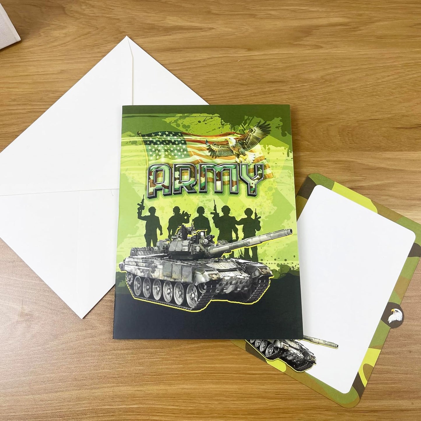 3D Army Tank Popup Card - Handmade Military Paper Art for Birthday, Anniversary, Christmas, Father’s Day, Veterans Day - Unique Gift for Him, Her, Soldier, Veteran, Army Lover