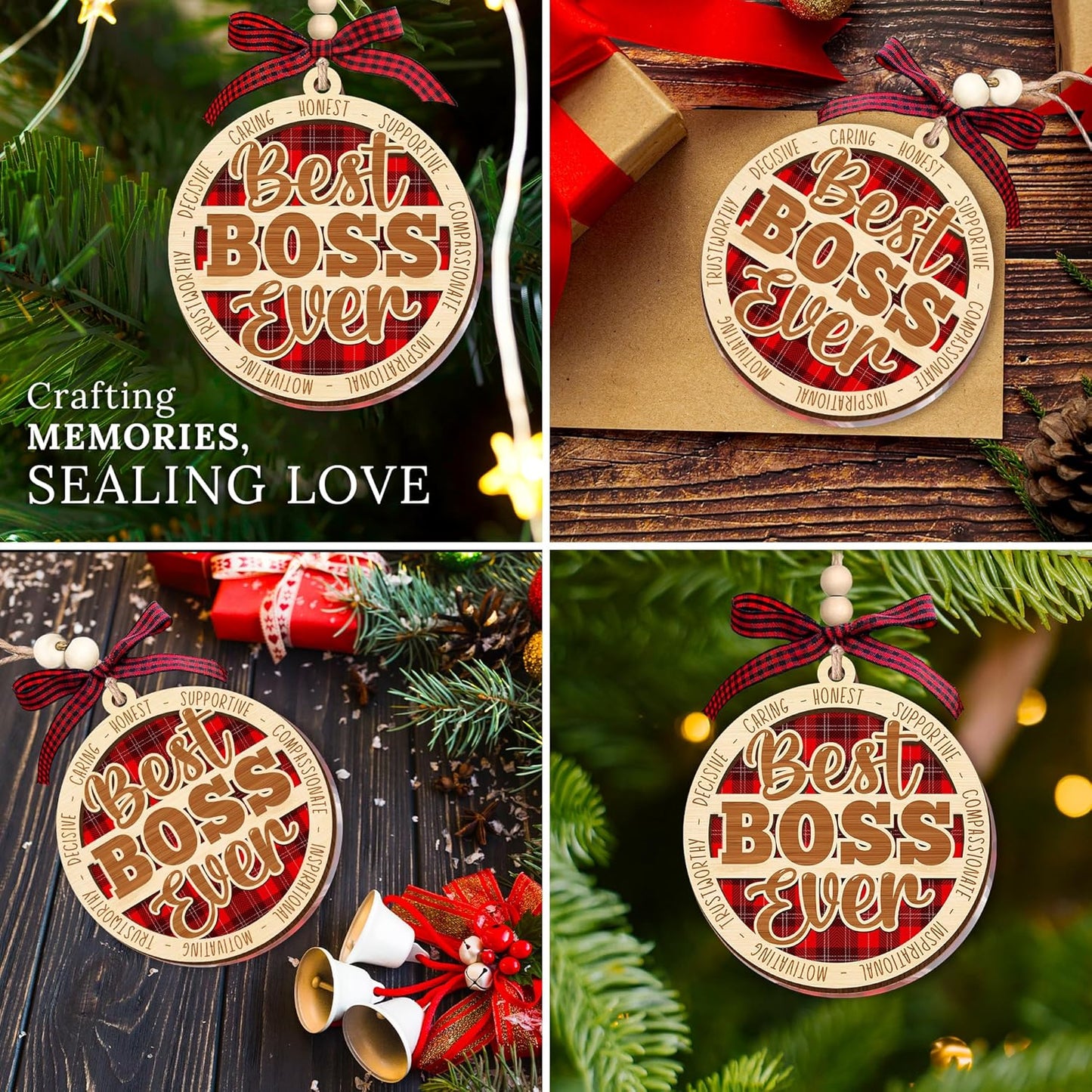 HEXMOZ Boss Christmas Ornament - Thank You Boss Gifts for Men, Women - Boss Lady Gifts for Manager, Leader, Worlds Best Boss Ever Christmas Ornaments Tree Decorations 2025