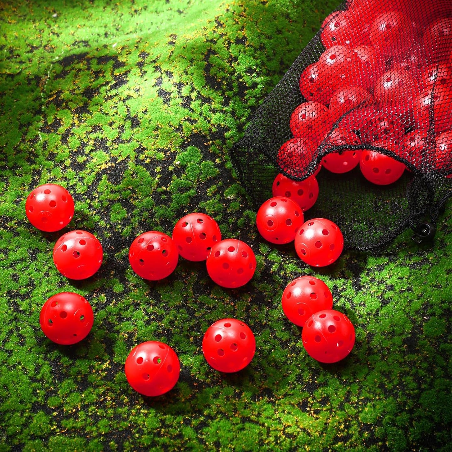 80 Pack Practice Golf Balls Limited Flight 42 mm Golf Training Airflow Hollow Plastic Ball for Women Men Indoor Outdoor Driving Range Swing Practice Home