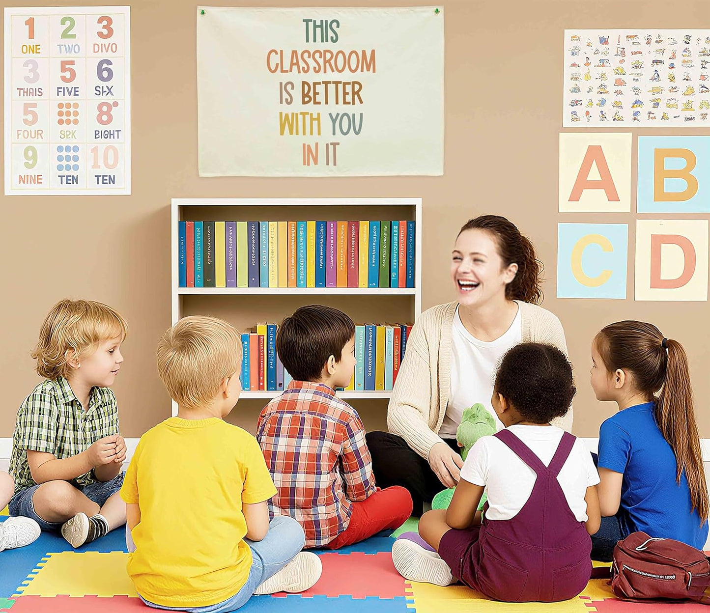 Classroom Décor-Classroom Wall Poste-Nursery Decoration-Rectangle Banner Flag Wall Decor-Christmas Gift-Positive Affirmation Growth Quote-This Classroom Is Better With You In It-28.5"L×20"W