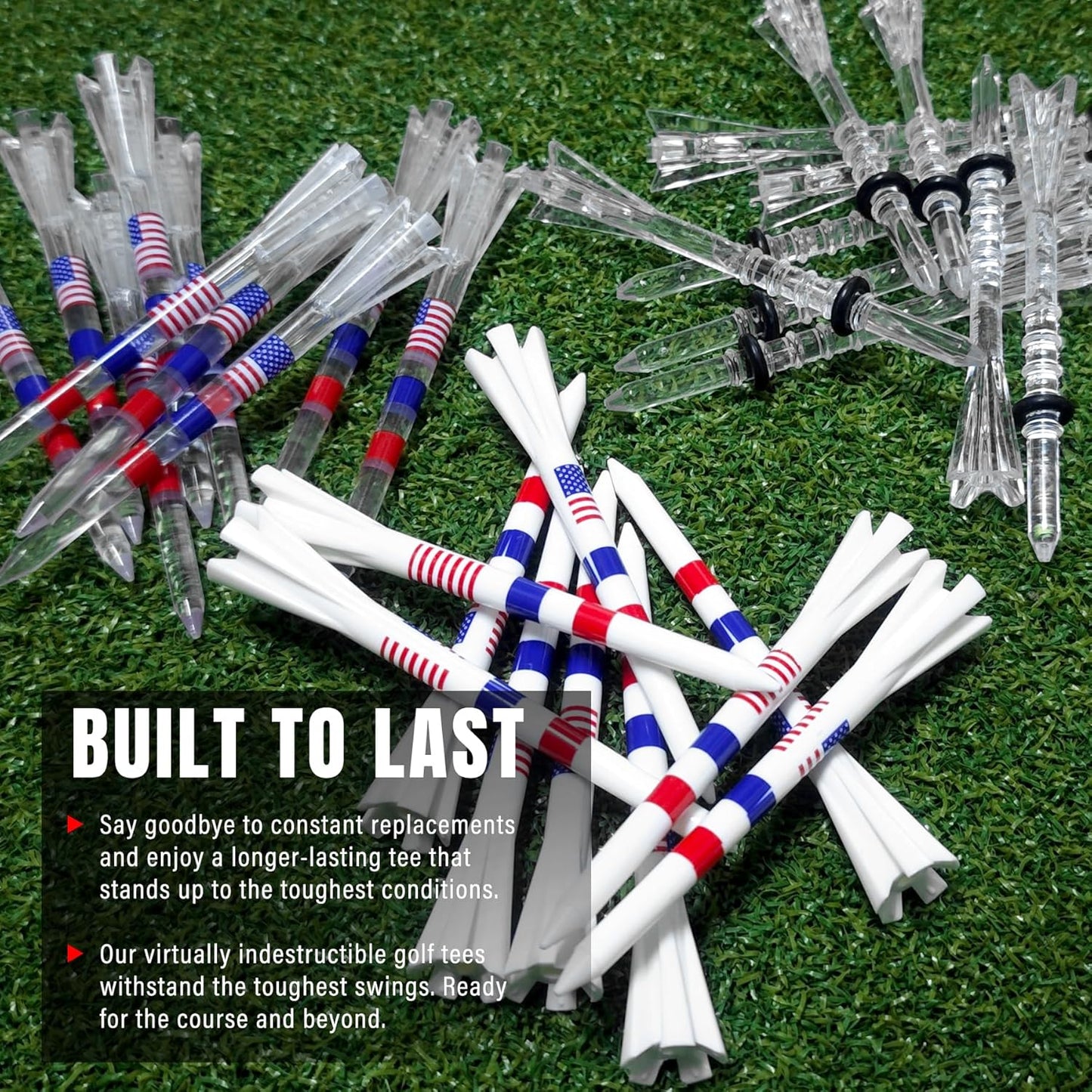 Premium Golf Tees - 5-Prong & 4-Prong Anti-Slip, Enhanced Stability, Unbreakable Golf T 3-1/4" for 360cc Drivers, Ideal Gift for Golfer