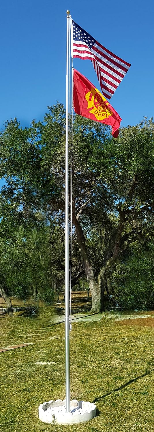 Telepole 16' Classic Telescoping Flagpole - 2.4" Base Diameter, 11 Gauge Aluminum with an External Halyard Rope