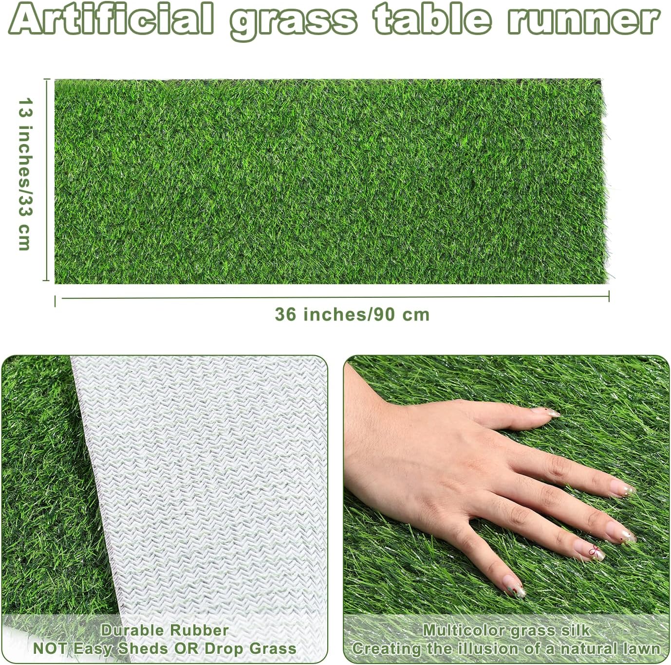 Artificial Grass Table Runners-13 x 36 Inches Faux Grass Table Runner for Golf Themed Party,Synthetic Turf Table Runner for Wedding Party, Birthday, Banquet, Baby Shower, Home Decor