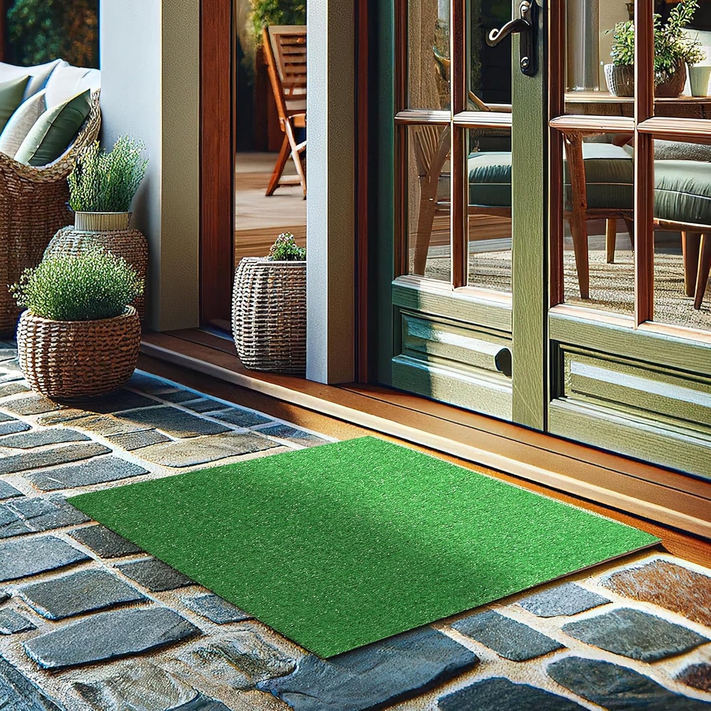 Ottomanson Artificial Grass Turf 22" x 2' Indoor Outdoor Faux Grass Rug with Drainage Holes, Customizable with Extra Long Size Options, Perfect for Patio Lawn Balcony Weddings Photoshoot Backdrop