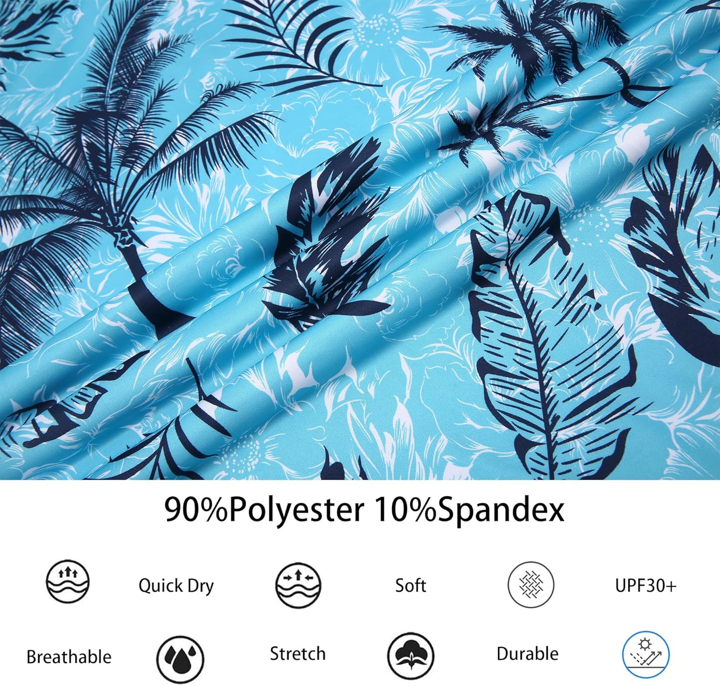 Alex Vando Mens Hawaiian Golf Shirt Moisture Wicking Digital Print Golf Shirts for Men