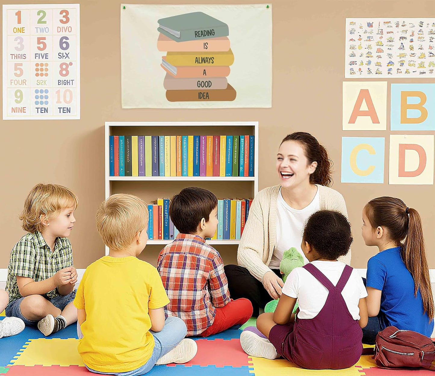 Classroom Readingroom Decoration-Classroom Wall Poster-Nursery read RoomDecor-Readingroom Decoration-Hanging Rectangle Banner Flag Wall Decor-Christmas Gift-Reading Is Always A Good Idea-28.5"L×20"W