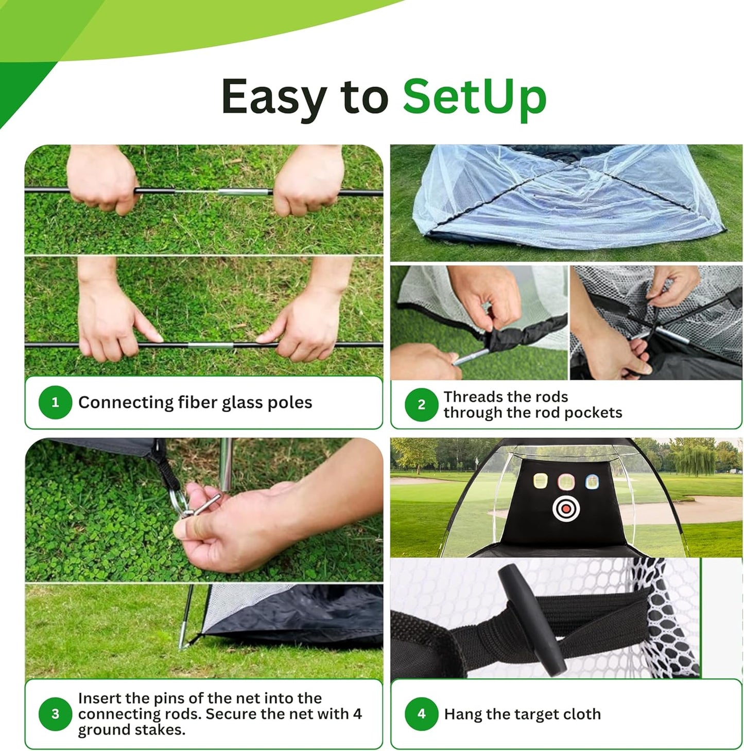 Golf Hitting Net 10x7FT with Tri Turf Mat, Golf Nets for Backyard Driving Real Golf Balls with 10 Balls, 4 Ground Stakes, 6 Windproof Sandbags, Rubber Tee, Tray and Carry Bag Indoor/Outdoor Use