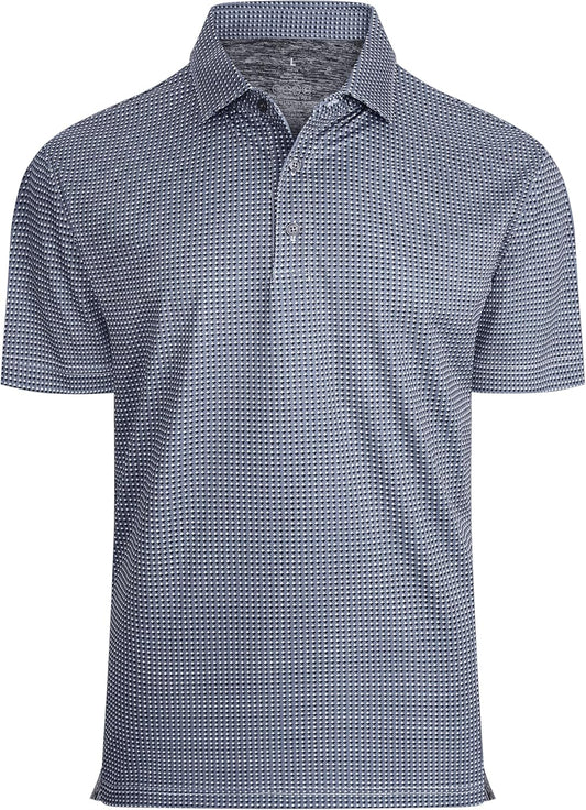 Alex Vando Mens Golf Shirt Moisture Wicking Classic Print Golf Shirts for Men