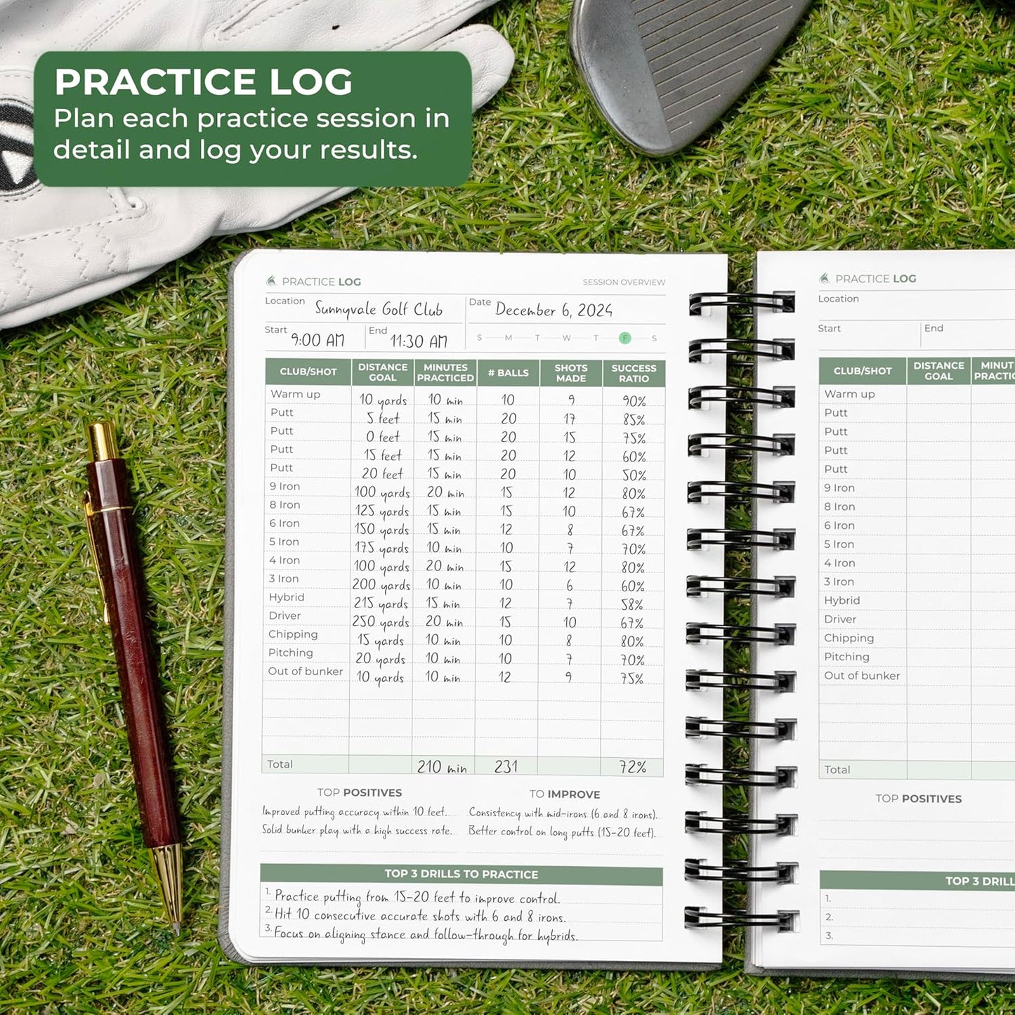 Clever Fox Golf Log Book – Small Training & Scorecard Journal – Pocket Notebook – Golf Practice Accessories & Gifts Ideas for Men (Gray)