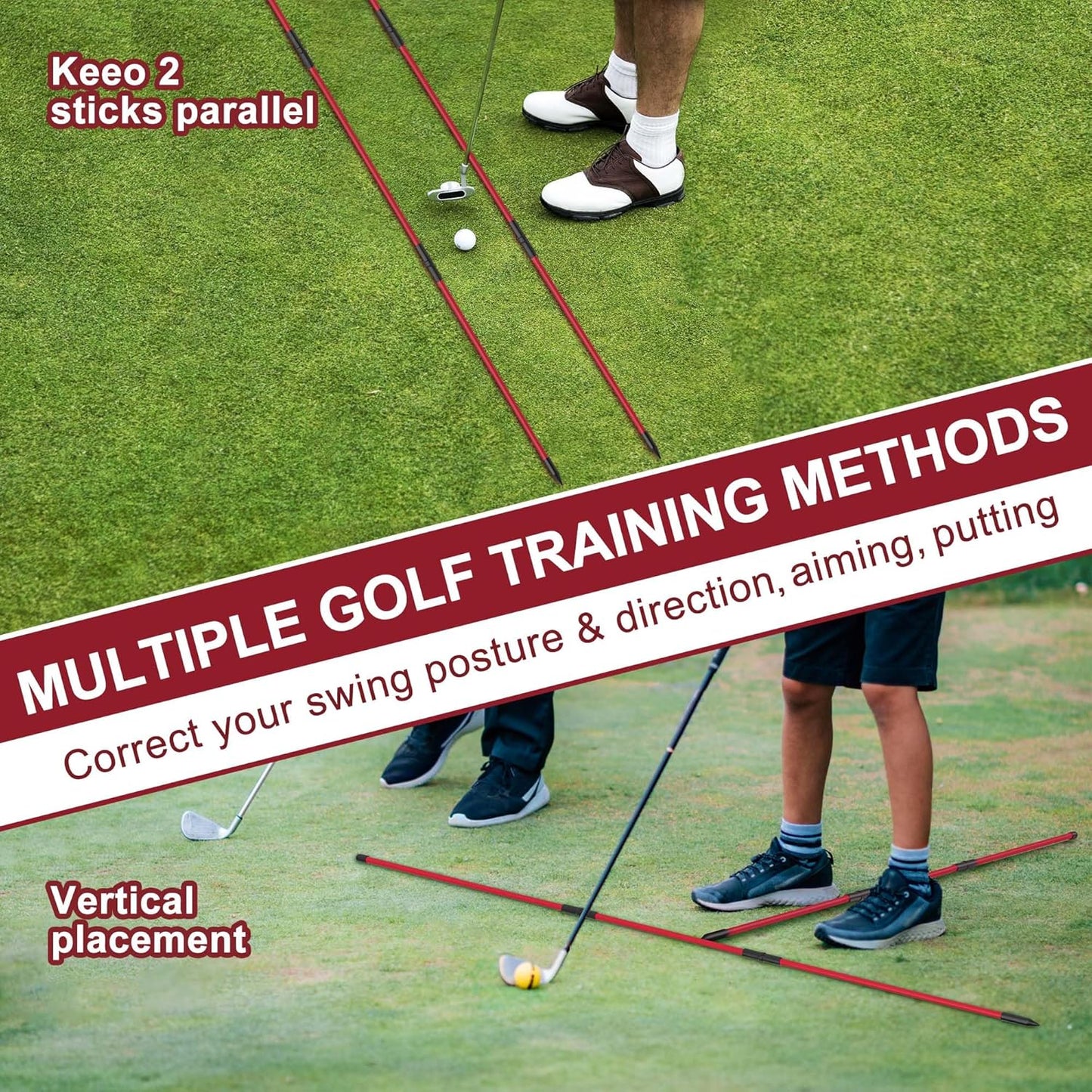 Kulamait 2 Pack Golf Alignment Sticks,Collapsible Golf Alignment Rods 48" Golf Practice Sticks Golf Training Aid for Aiming,Putting,Golf Training Sticks with Clear Tube Case