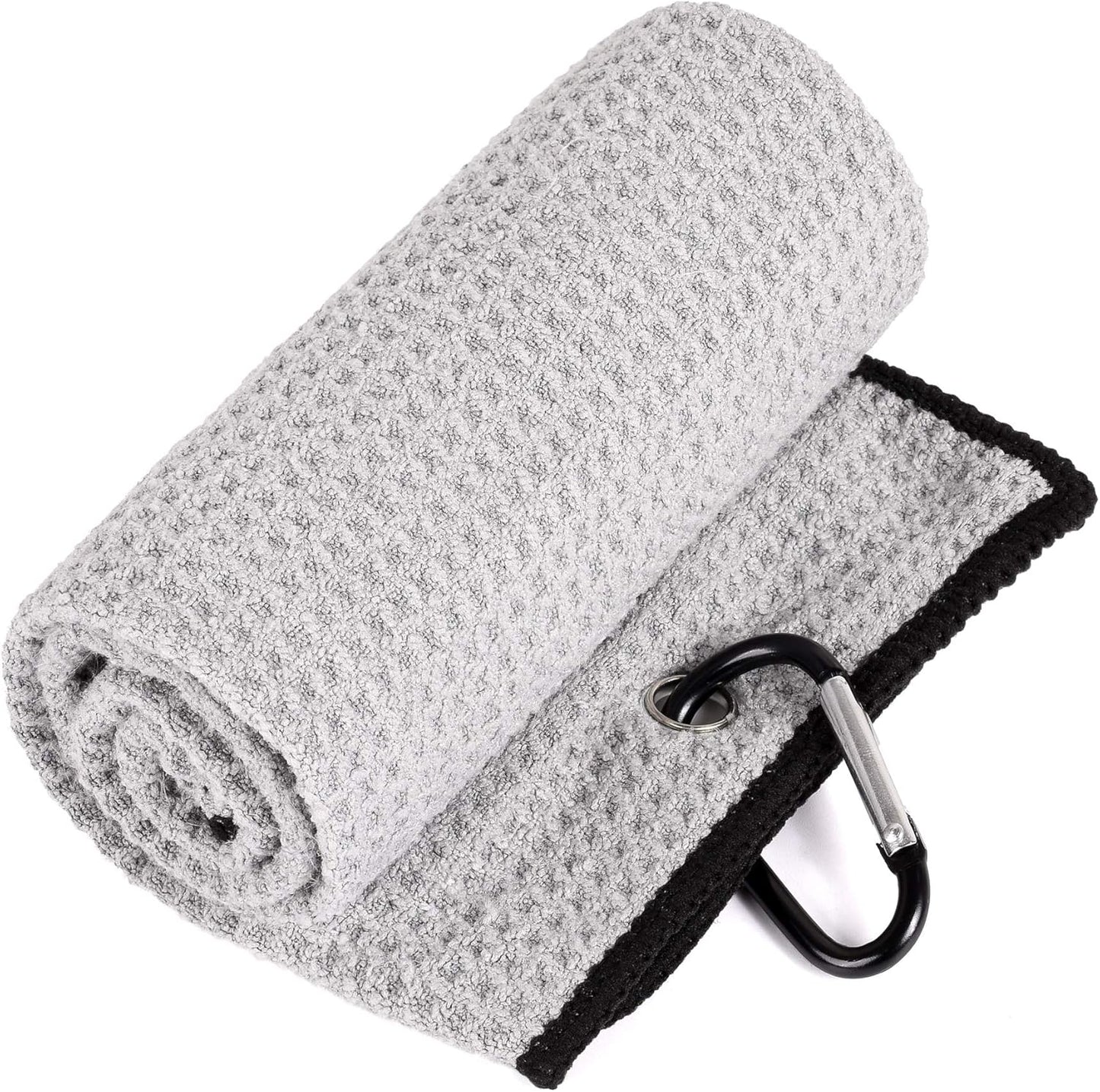 Mile High Life Microfiber Waffle Pattern Golf Towel | Club Groove Cleaner Brush | Foldable Divot Tool with Magnetic Ball Marker (Gray Towel/Brush/Curve Divot)