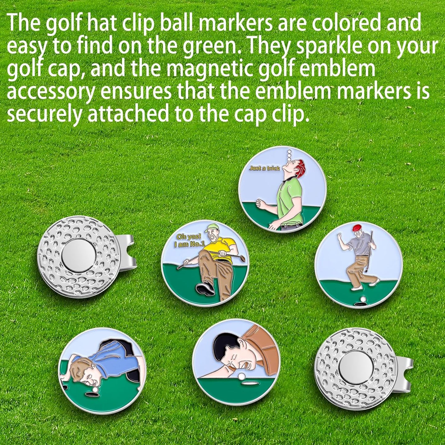 Funny Ball Marker Hat Clip, Magnetic Enamel Golf Ball Markers for Putting Green, Golf Ball Marker with Magnetic Hat Clip, Unique Gift for Golf Lovers