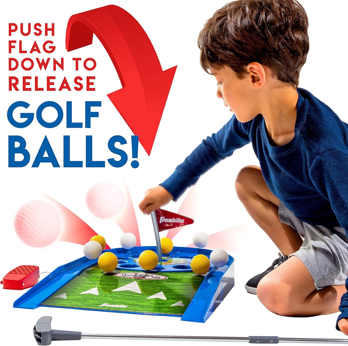 Franklin Sports Mini Putt Golf Game for Kids - Spin n' Putt Electronic Putting Game - Indoor Mini Golf for Kids + Toddlers - Putter + Balls Included
